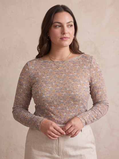 Große Größen Kaschmir-Top mit Liberty-Print