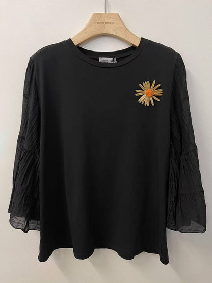 Kurzarm-T-Shirt mit Stickerei