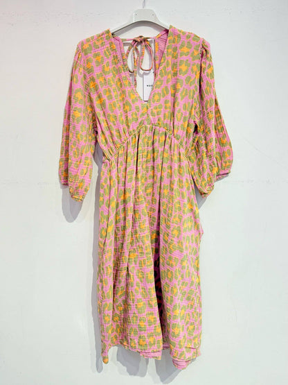 Kurzes Kleid aus Baumwollgaze Musselin LEOPARD