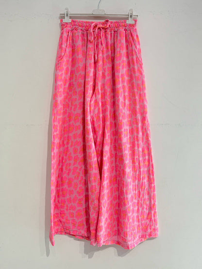 Bedruckte Hose aus Baumwollgaze Musselin LEOPARD