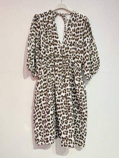 Kurzes Kleid aus Baumwollgaze Musselin LEOPARD