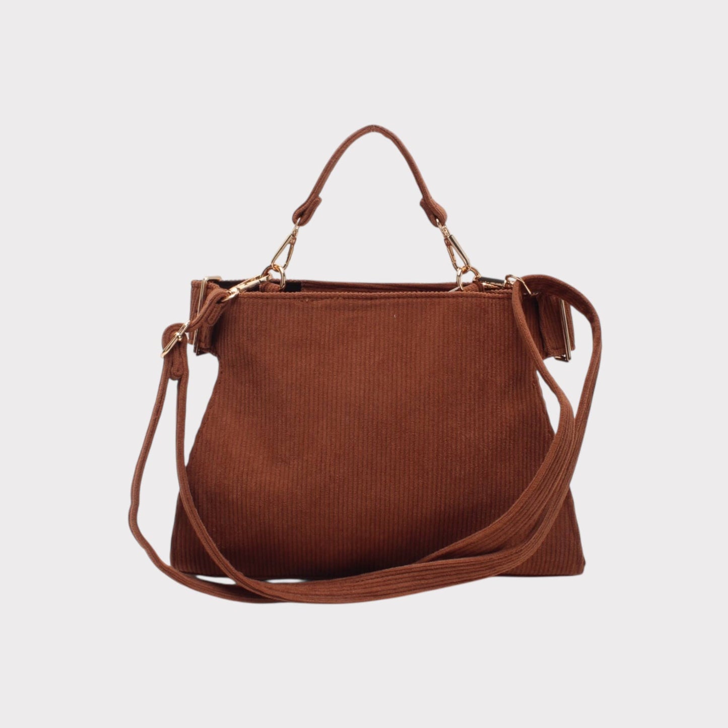 Schultertasche mit Griff, Reißverschluss und gerippter Optik