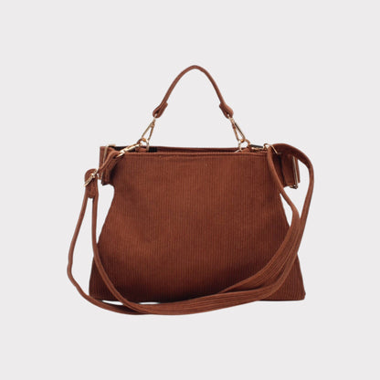 Schultertasche mit Griff, Reißverschluss und gerippter Optik