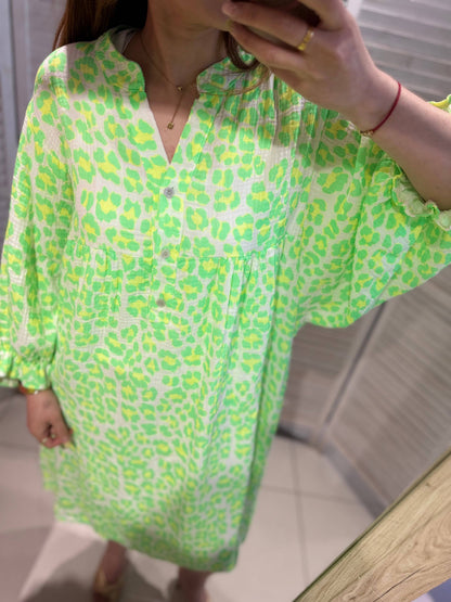 Fließendes Kleid Musselin mit Animal-Print