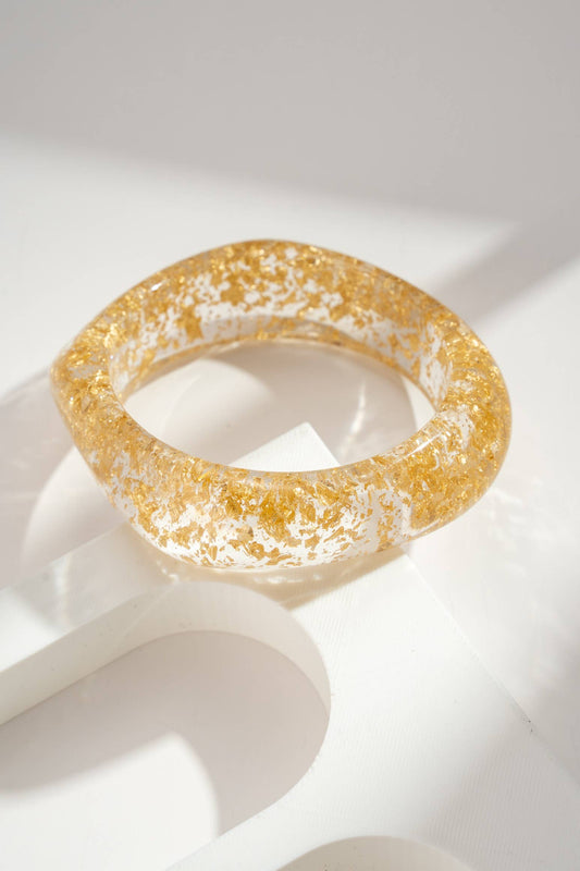 Armband aus transparentem Harz vergoldeter Edelstahl
