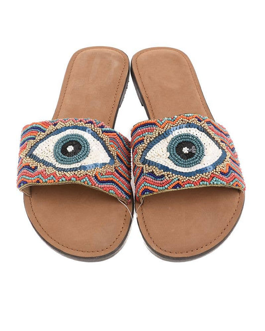 Bunte Leder-Augen-Sandale