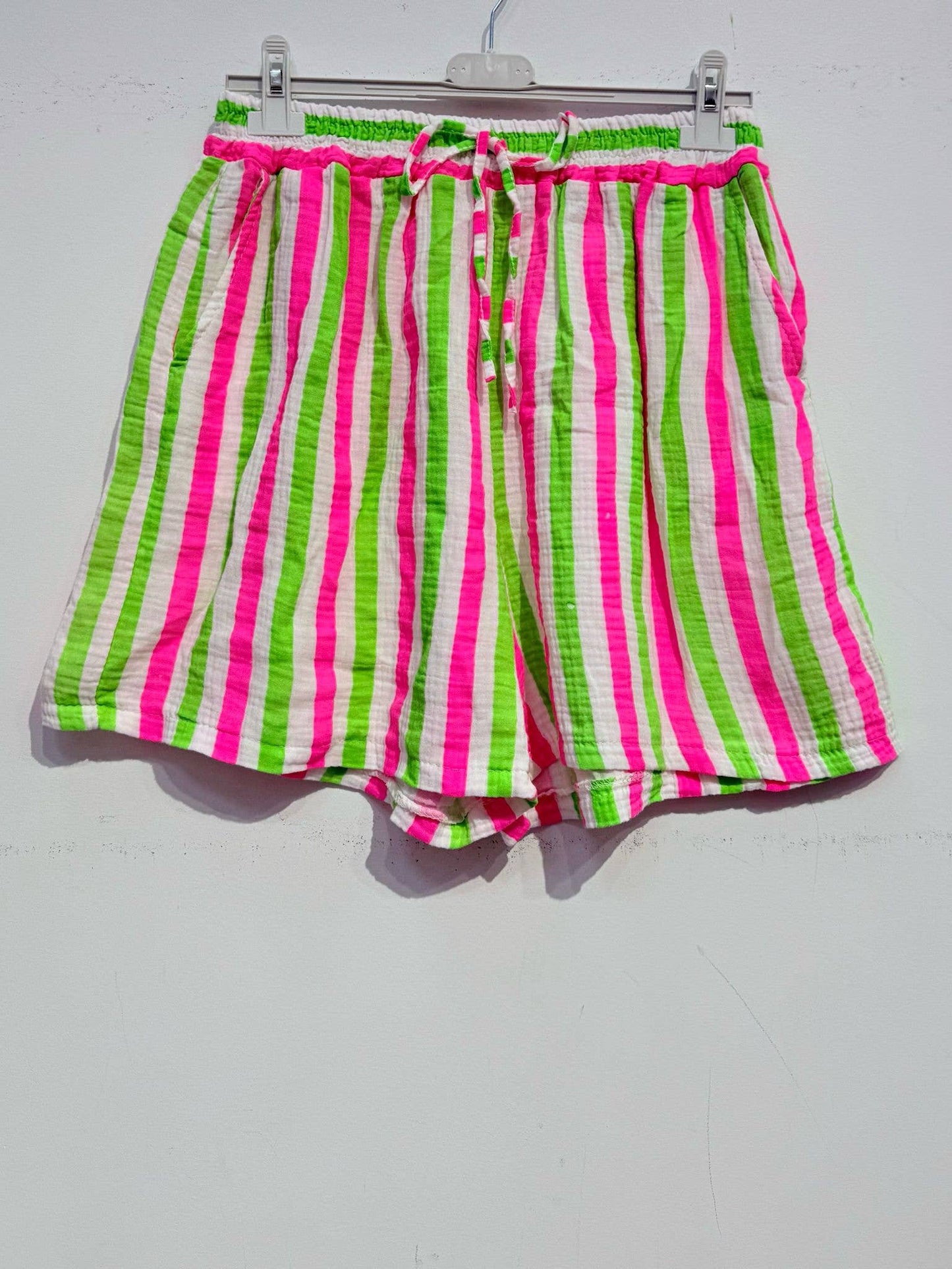 Bedruckte Shorts aus Baumwollgaze Musselin STREIFEN MULTI