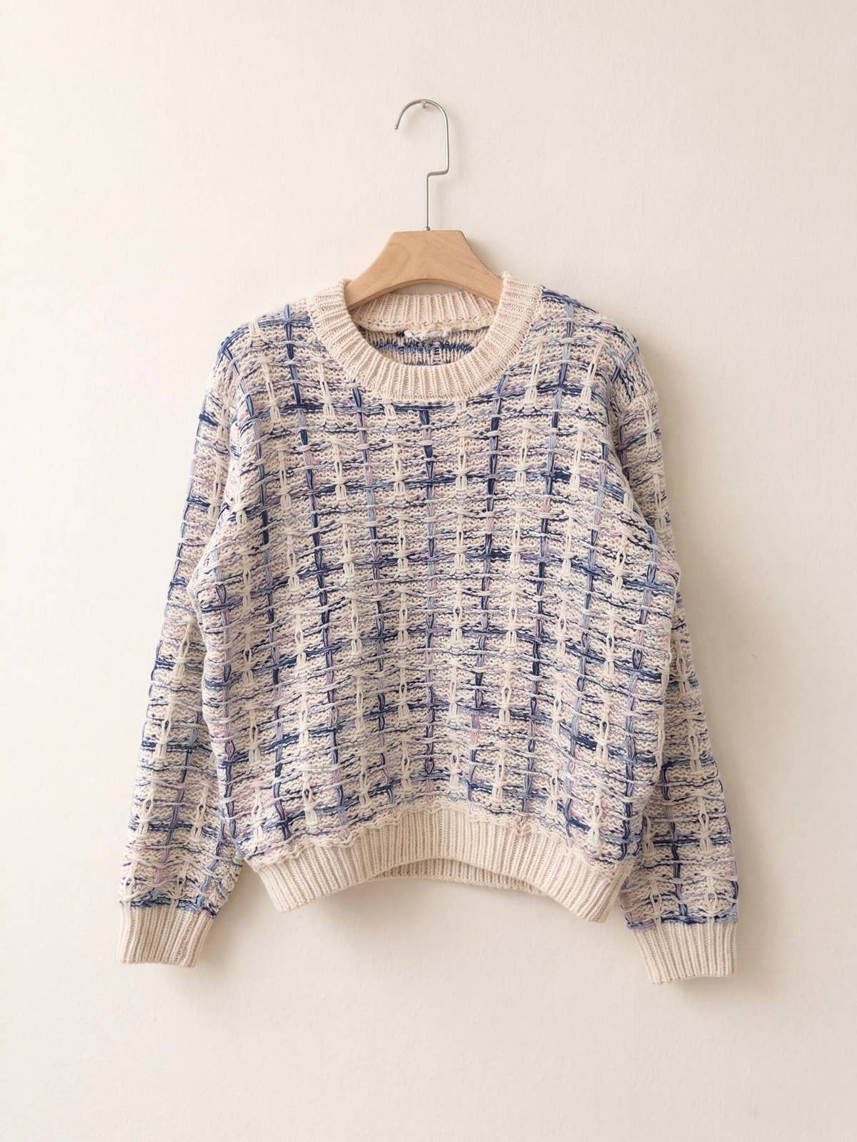 Pullover Entrelac-Strick mit bunten Garnen