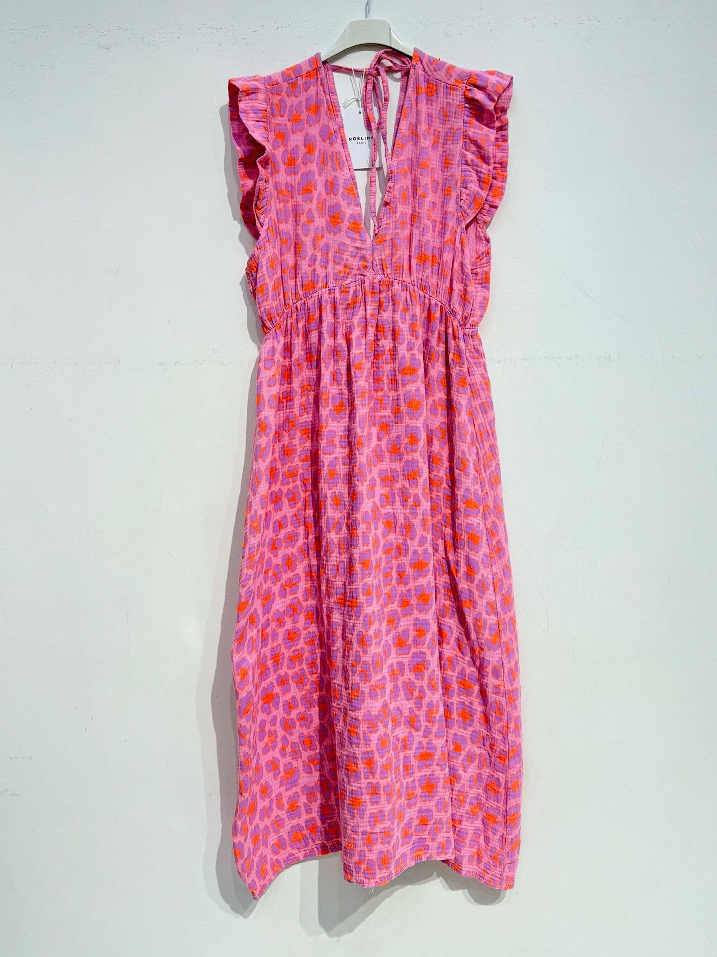 Langes Kleid aus Baumwollgaze Musselin LEOPARD