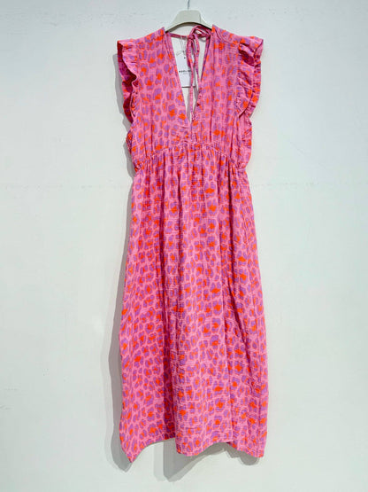 Langes Kleid aus Baumwollgaze Musselin LEOPARD