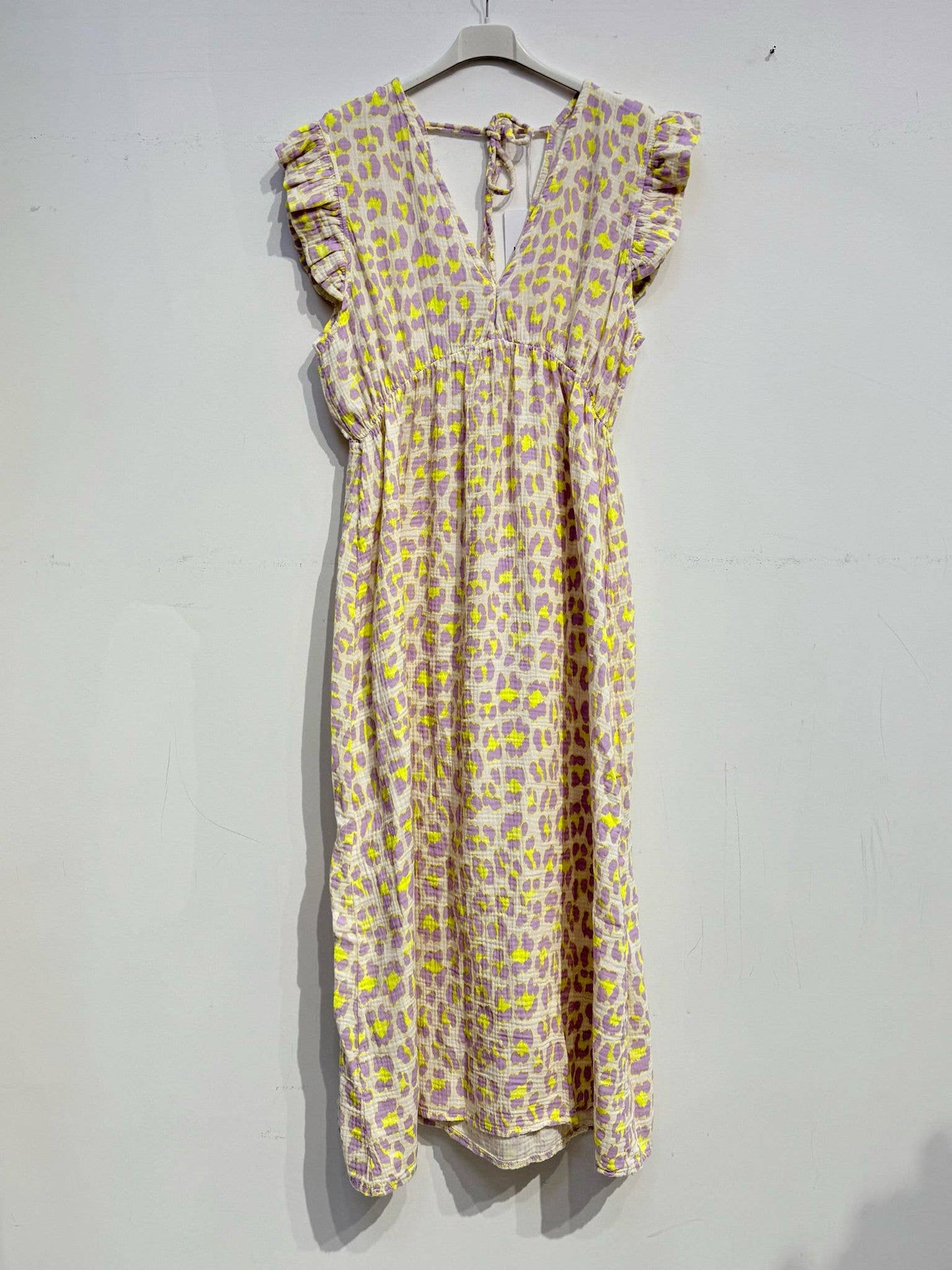 Langes Kleid aus Baumwollgaze Musselin LEOPARD