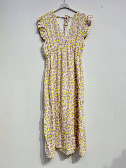Langes Kleid aus Baumwollgaze Musselin LEOPARD