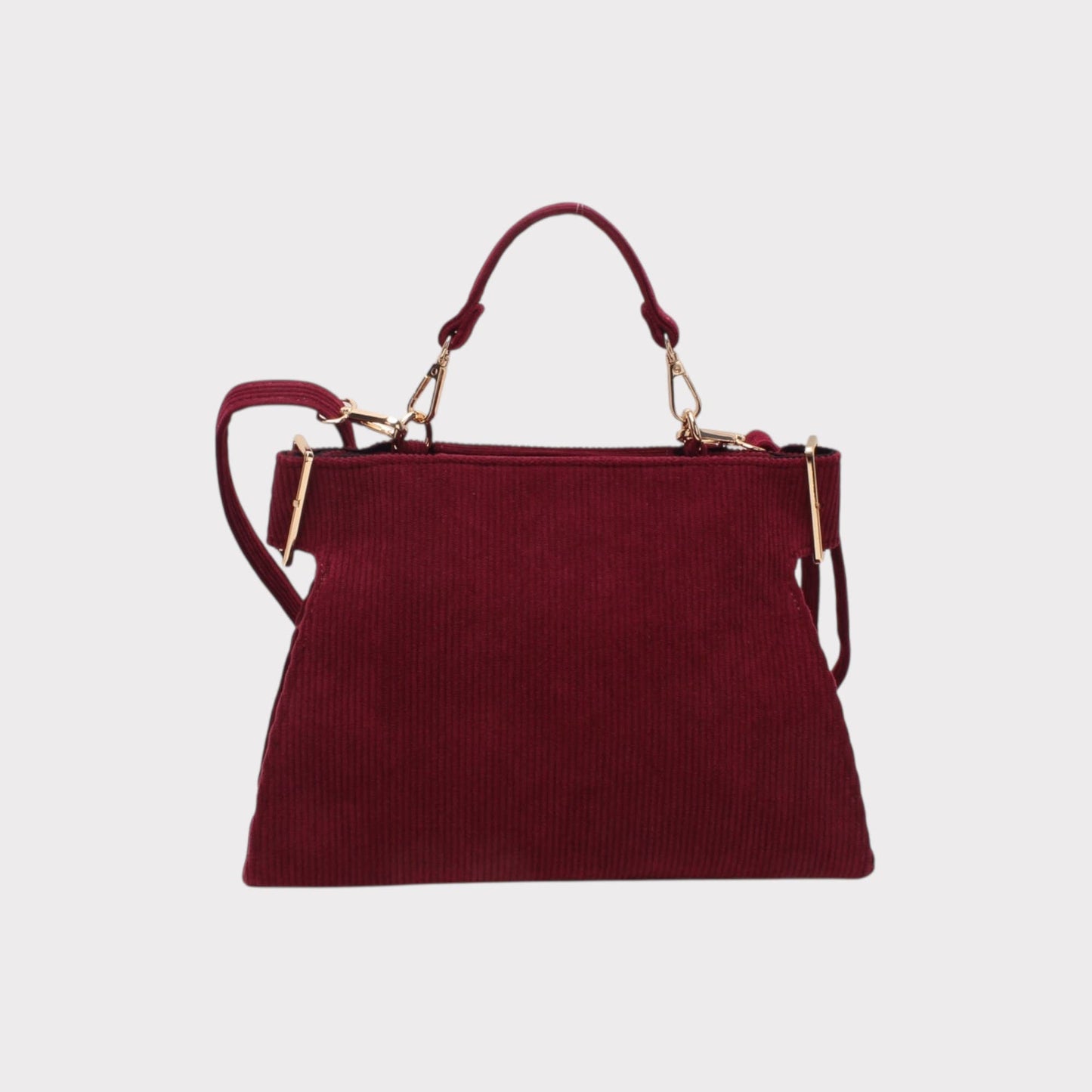 Schultertasche mit Griff, Reißverschluss und gerippter Optik