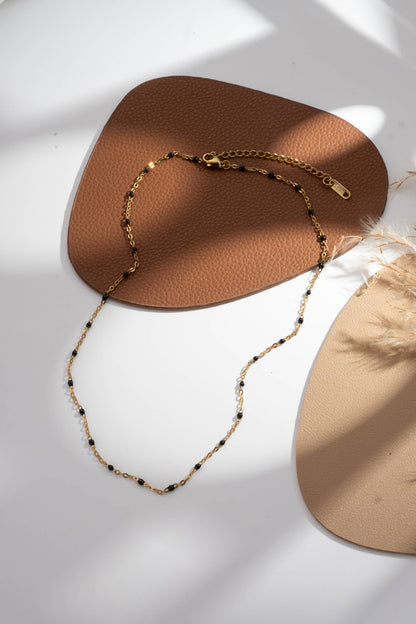 Halskette goldene Kette feine bunte Perlen zart elegant