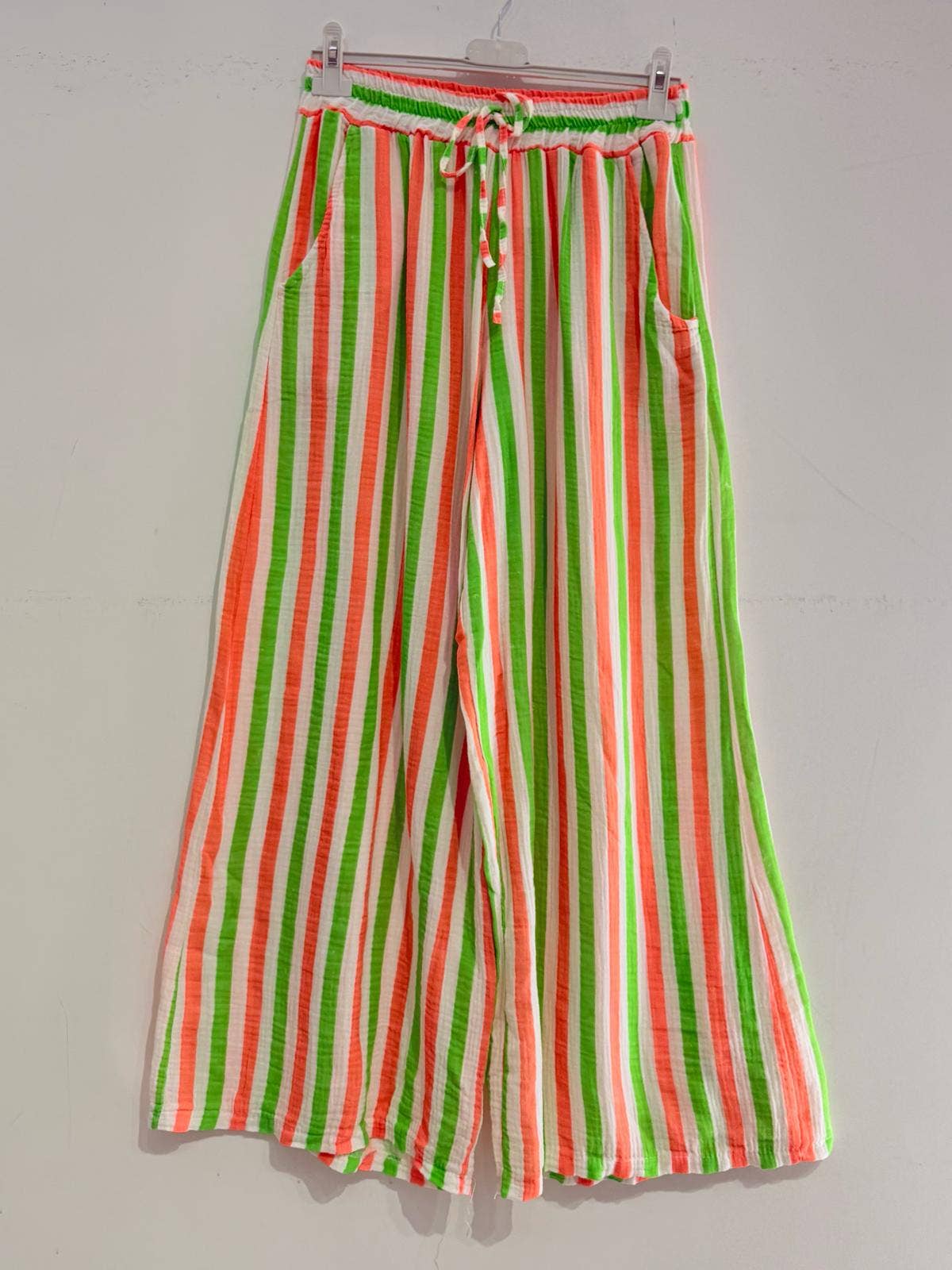 Bedruckte Hose aus Baumwollgaze Musselin STREIFEN MULTI