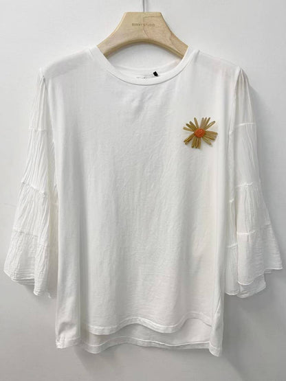 Kurzarm-T-Shirt mit Stickerei