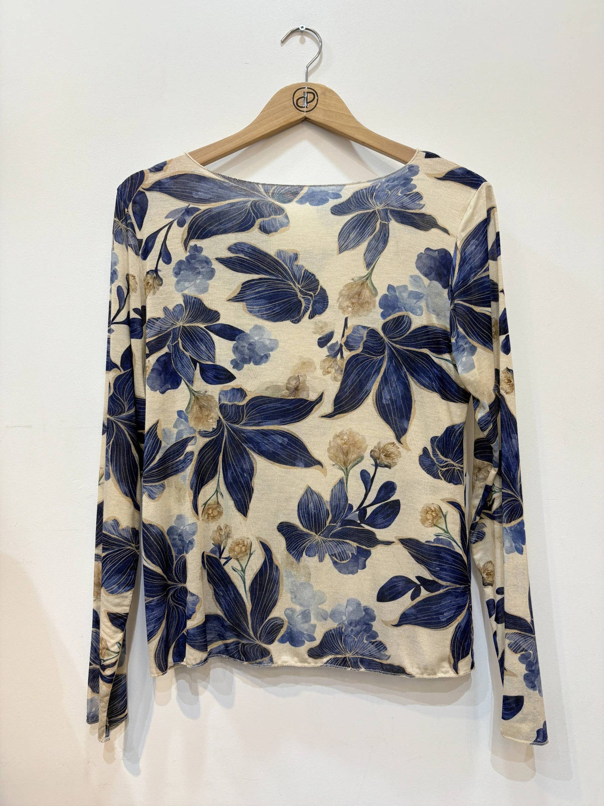 Floral bedrucktes Top, Rundhalsausschnitt, lange Ärmel, tailliert PT2632: Rosa / STANDARDGRÖSSE (36-42 / S-XL)